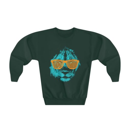 Cool Lion wearing Sunglasses Youth Crewneck Sweatshirt