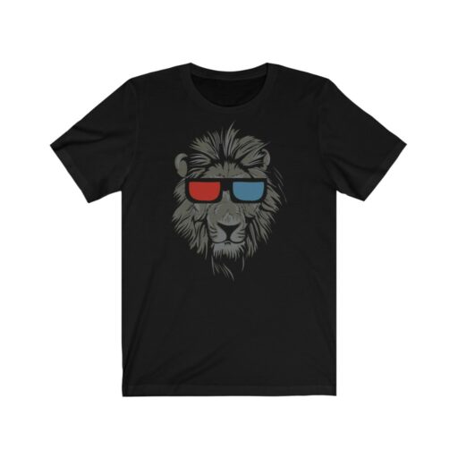 Cool Lion with 3D Glasses Unisex Jersey
