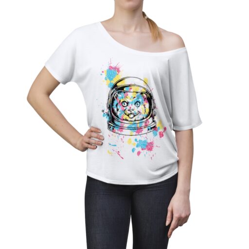 Colored Astronomy Kitty Women's Slouchy top