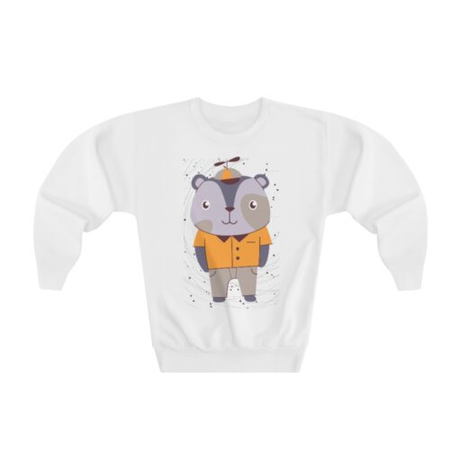 Cute Bear wearing a Flying Hat  Youth Crewneck Sweatshirt